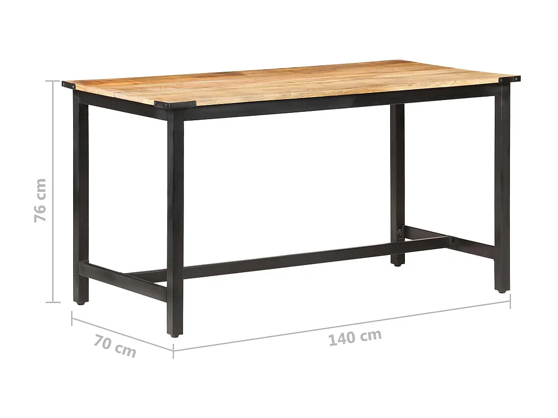 Mesa de jantar 140x70x76 cm madeira de mangueira maciça áspera