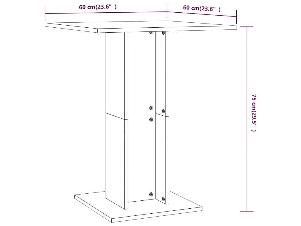 Table de bistro Blanc 60x60x75 cm Bois d'ingénierie