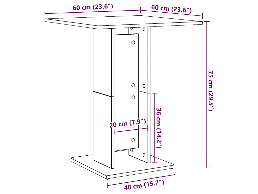 Table de bistro Blanc 60x60x75 cm Bois d'ingénierie