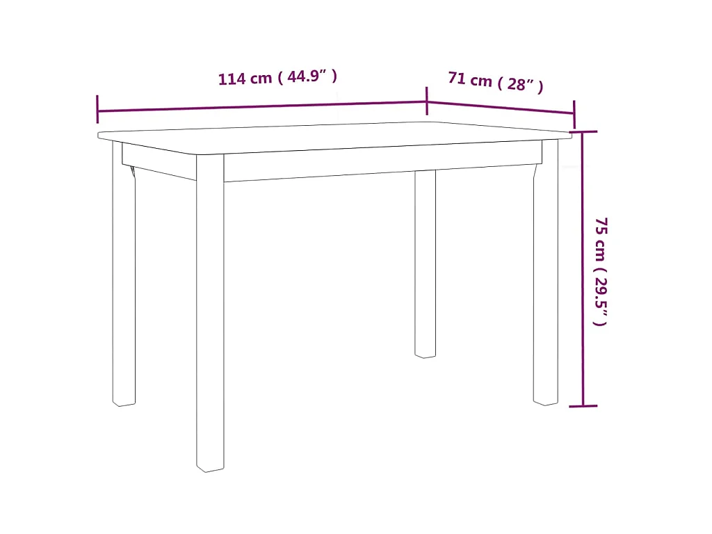 Table à manger Blanc et marron 114x71x75 cm Bois d'hévéa massif