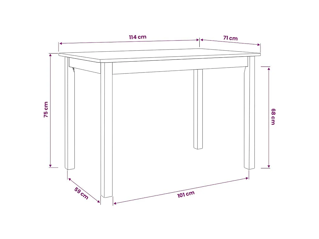 Table à manger Blanc et marron 114x71x75 cm Bois d'hévéa massif
