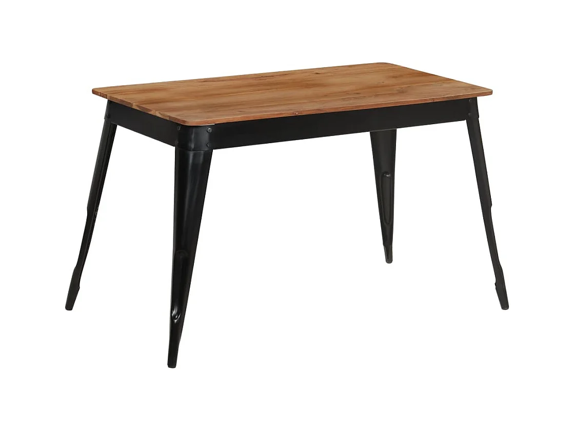 Table à manger Bois d'acacia massif et acier 120x60x76 cm