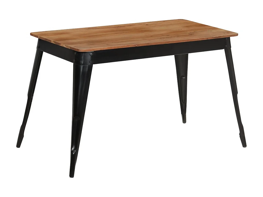 Mesa de jantar madeira de acácia maciça e aço 120x60x76 cm