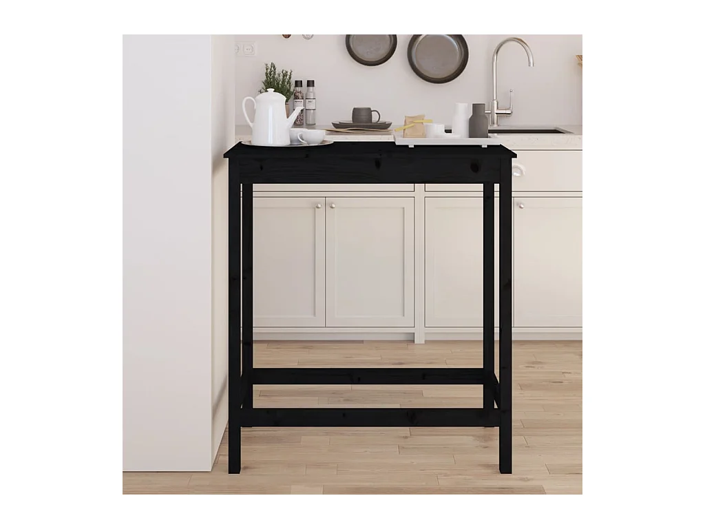 Table de bar Noir 100x50x110 cm Bois massif de pin