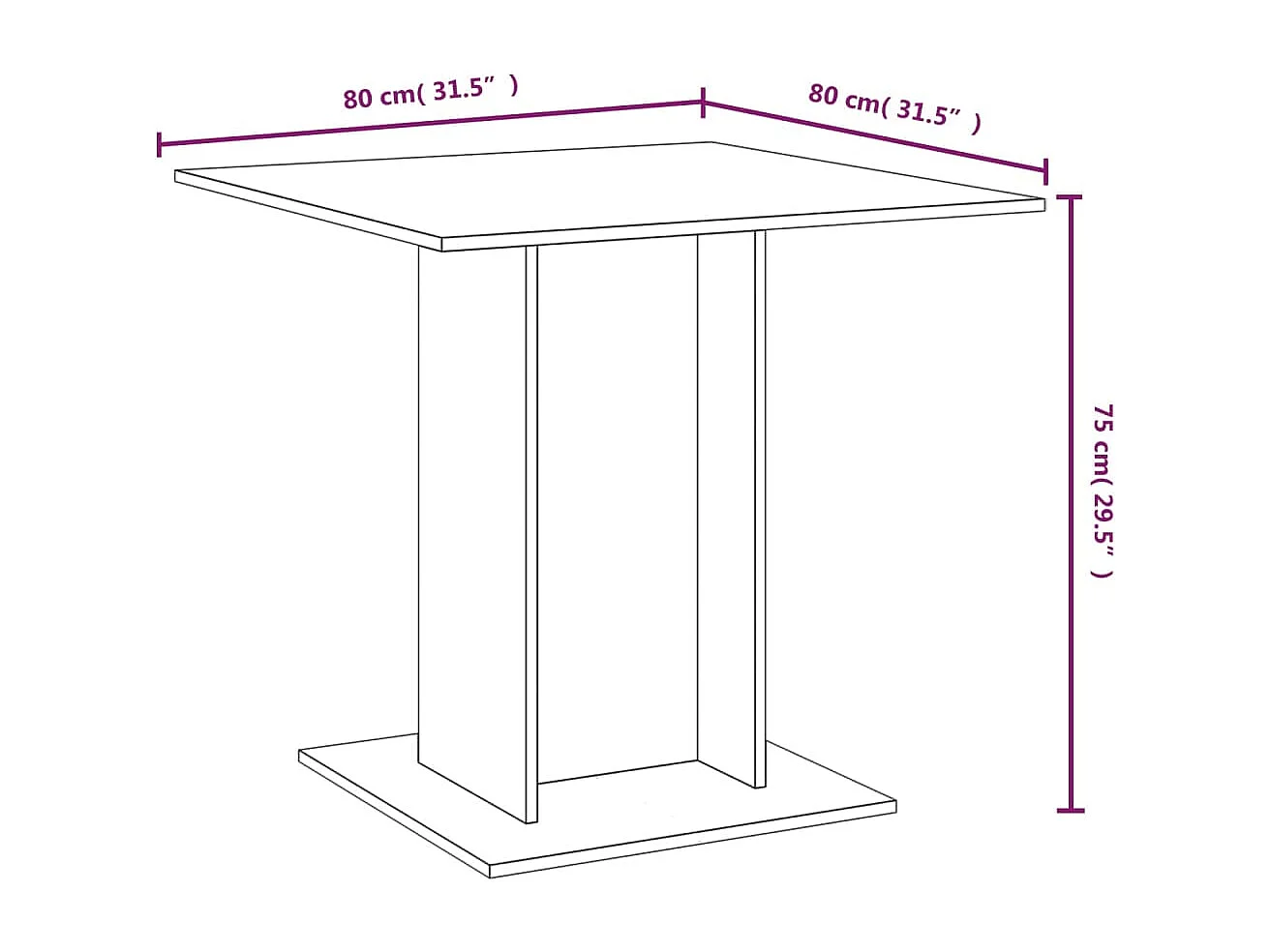 Esstisch Braun Eichen-Optik 80x80x75 cm Holzwerkstoff