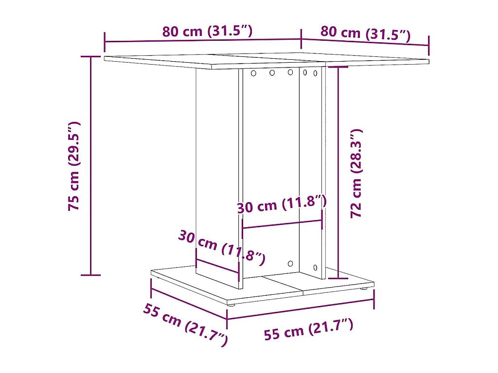 Table à dîner Sonoma gris 80x80x75 cm Bois d'ingénierie