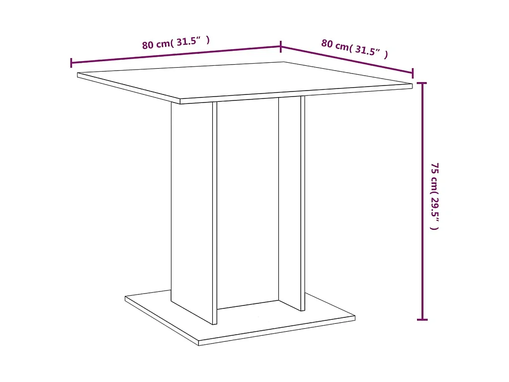 Table à dîner Sonoma gris 80x80x75 cm Bois d'ingénierie