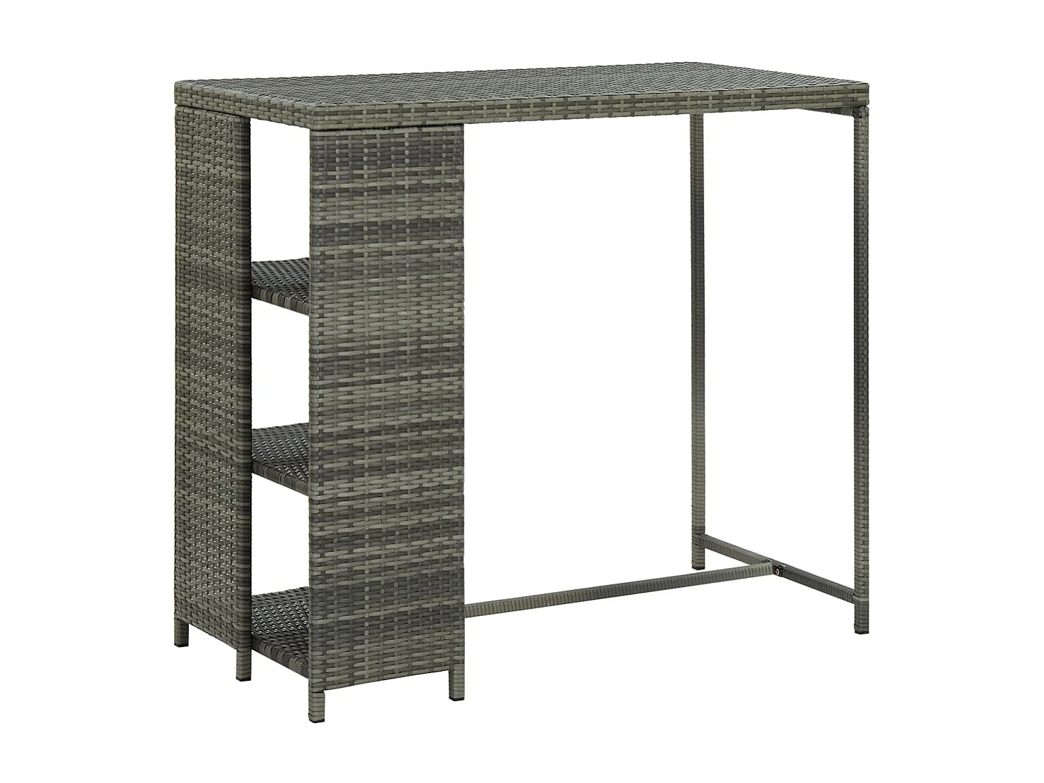Tavolo da Bar con Ripiani Grigio 120x60x110 cm in Polyrattan