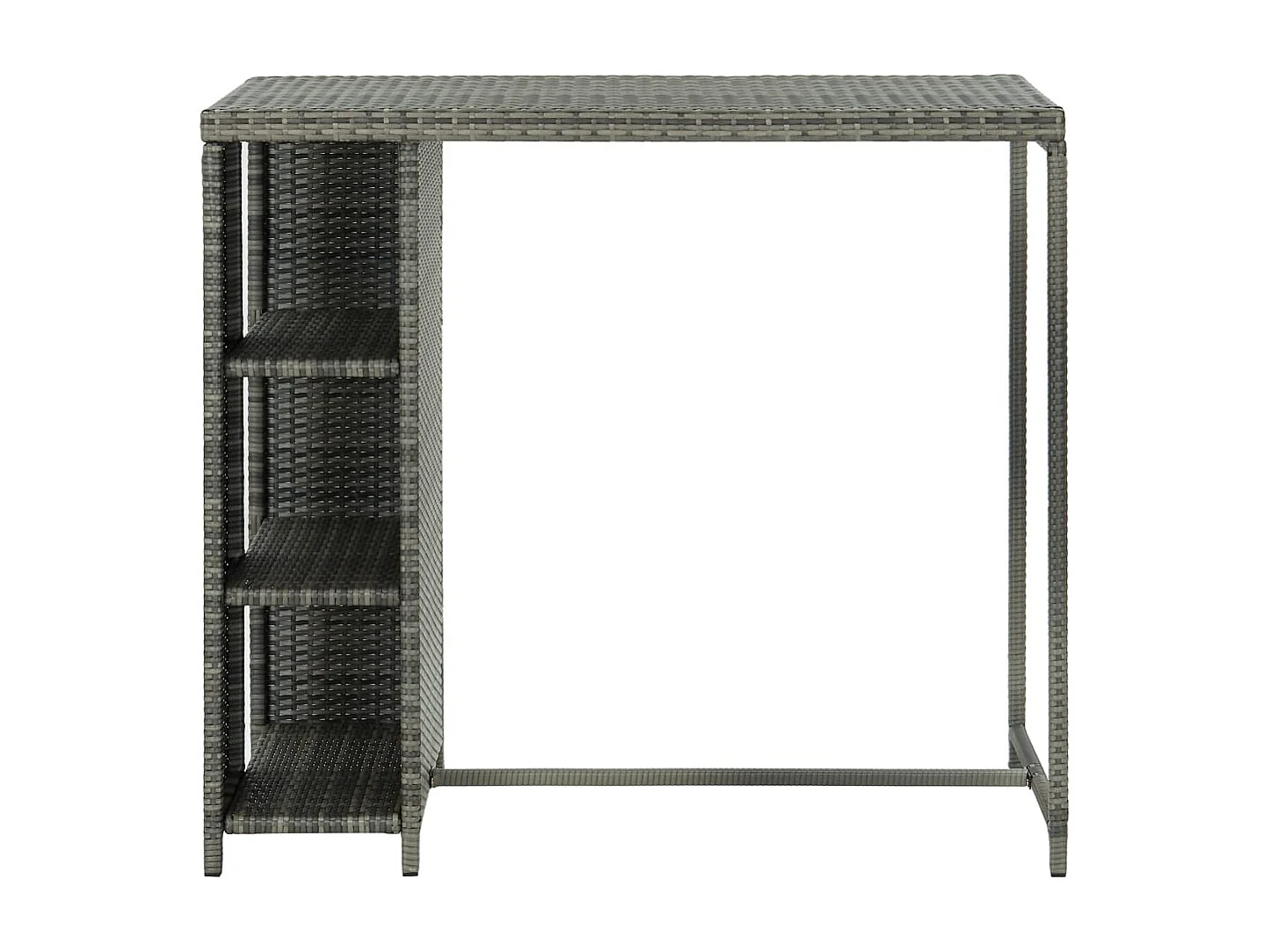 Tavolo da Bar con Ripiani Grigio 120x60x110 cm in Polyrattan