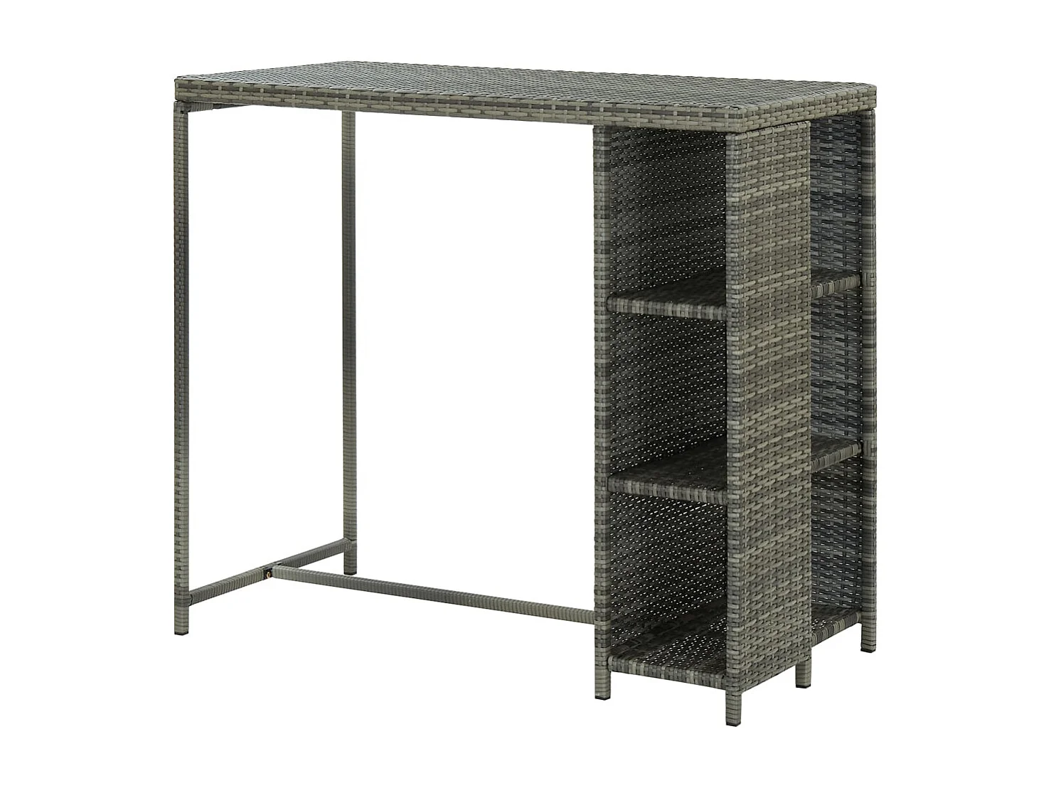 Tavolo da Bar con Ripiani Grigio 120x60x110 cm in Polyrattan