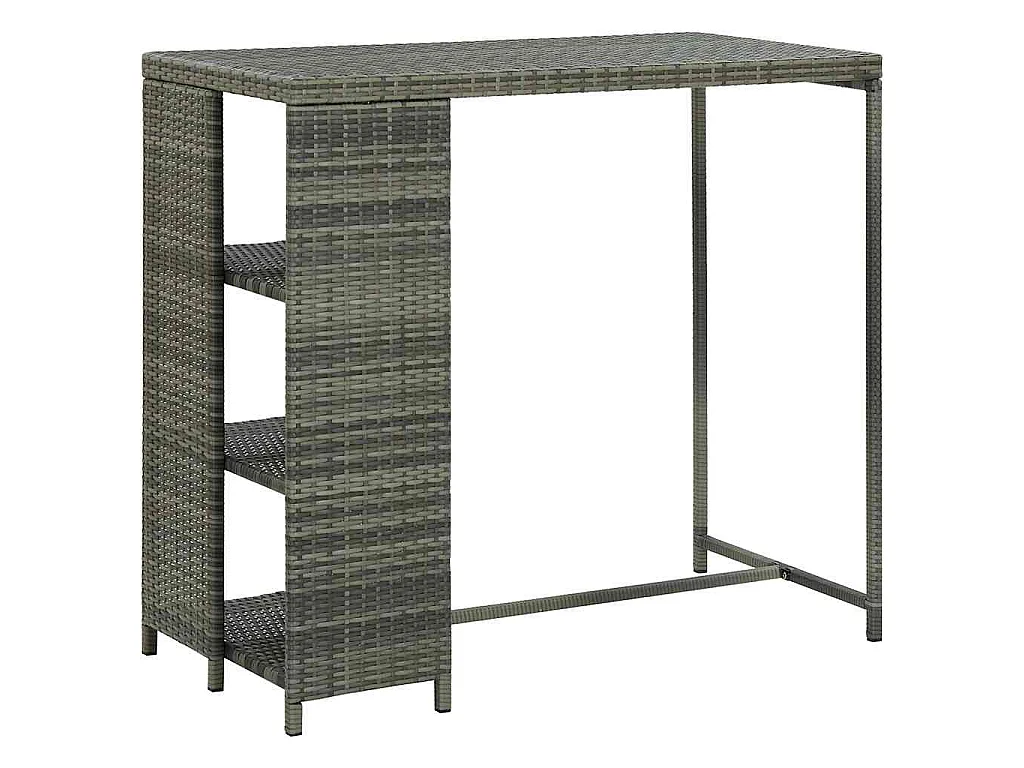 Table de bar avec rangement Gris 120x60x110 cm Résine tressée