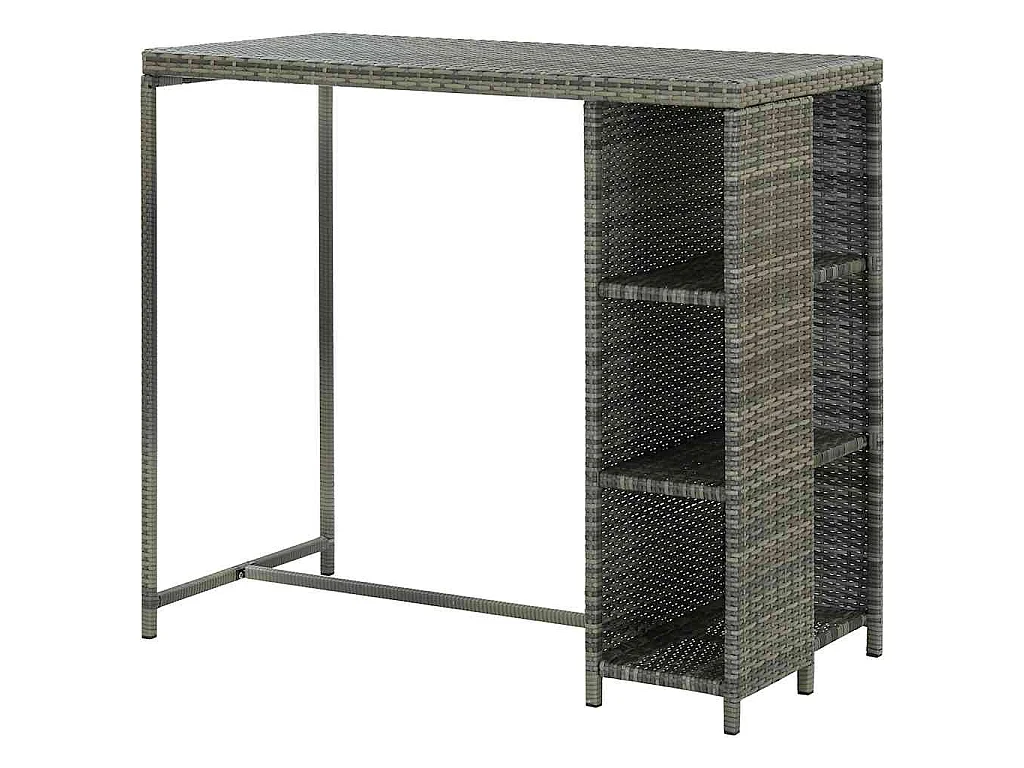 Table de bar avec rangement Gris 120x60x110 cm Résine tressée