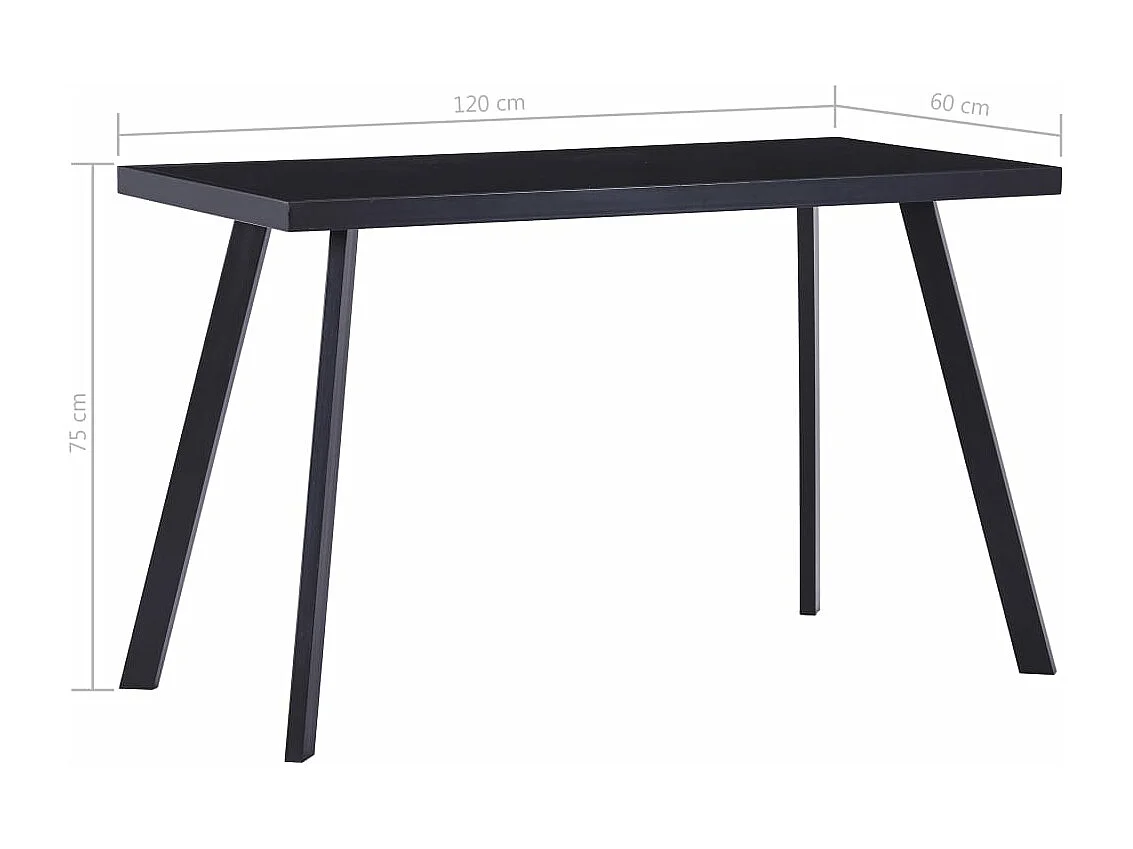 Mesa de comedor de vidrio templado negro 120x60x75 cm