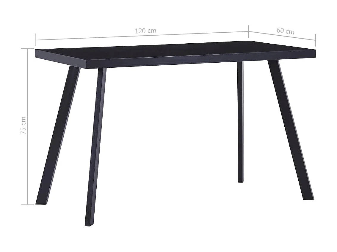Mesa de comedor de vidrio templado negro 120x60x75 cm