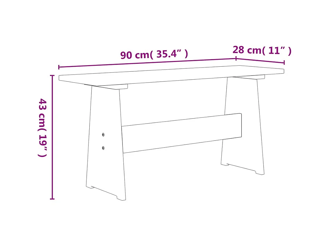 Eettafel met bankje REINE massief grenenhout wit