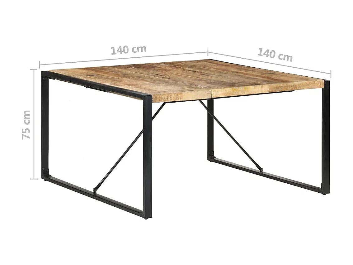 Eettafel 140x140x75 cm ruw mangohout
