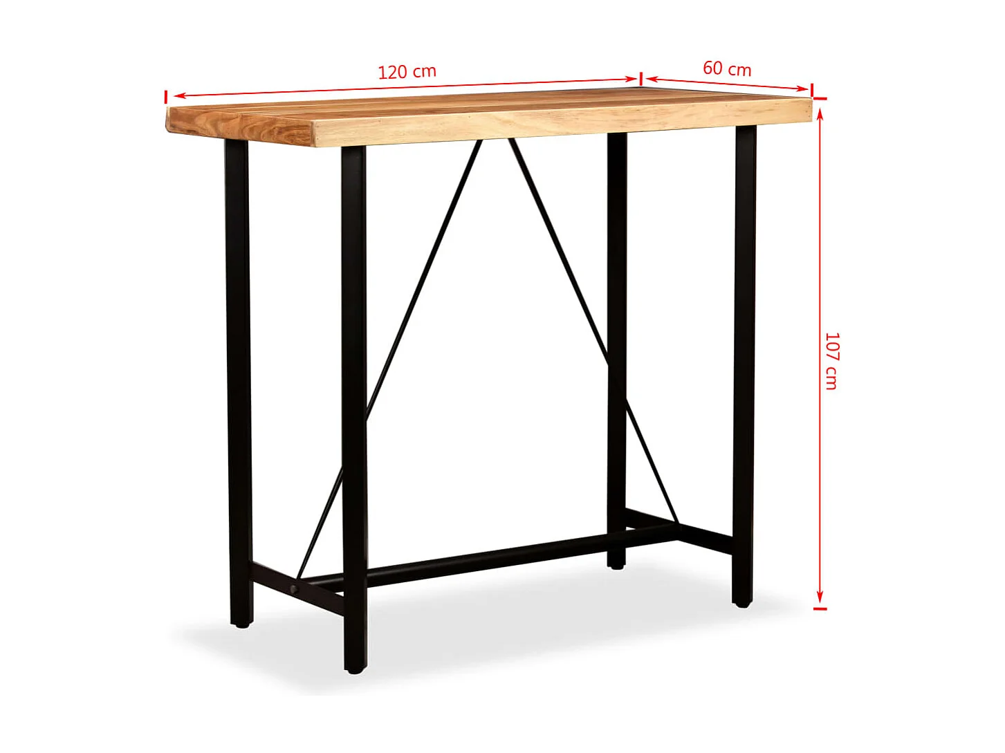 Bartisch Massivholz Akazie 120x60x107 cm
