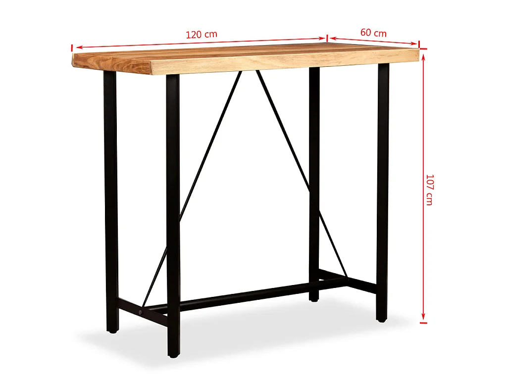Table de bar Bois massif d'acacia 120x60x107 cm