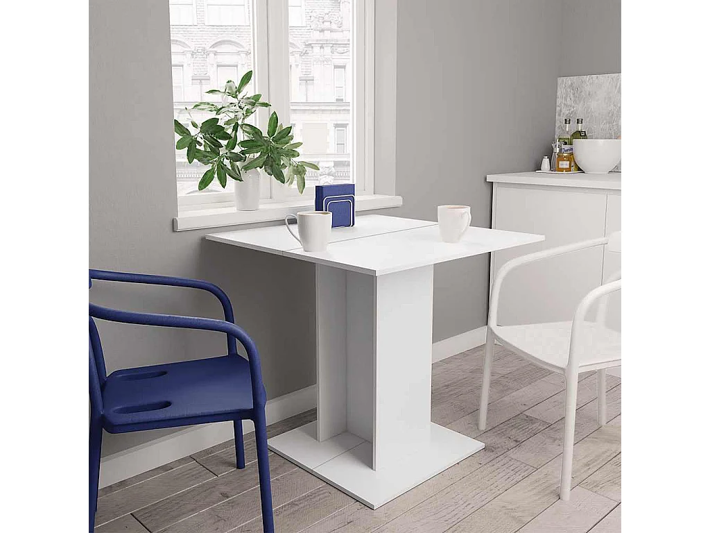 Table à manger Blanc 80x80x75 cm bois d'ingénierie