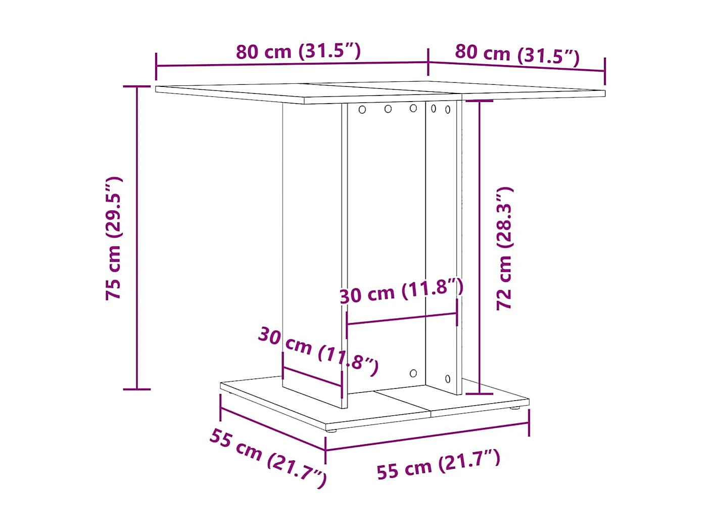 Table à manger Blanc 80x80x75 cm bois d'ingénierie