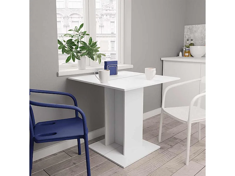 Table à manger Blanc 80x80x75 cm bois d'ingénierie