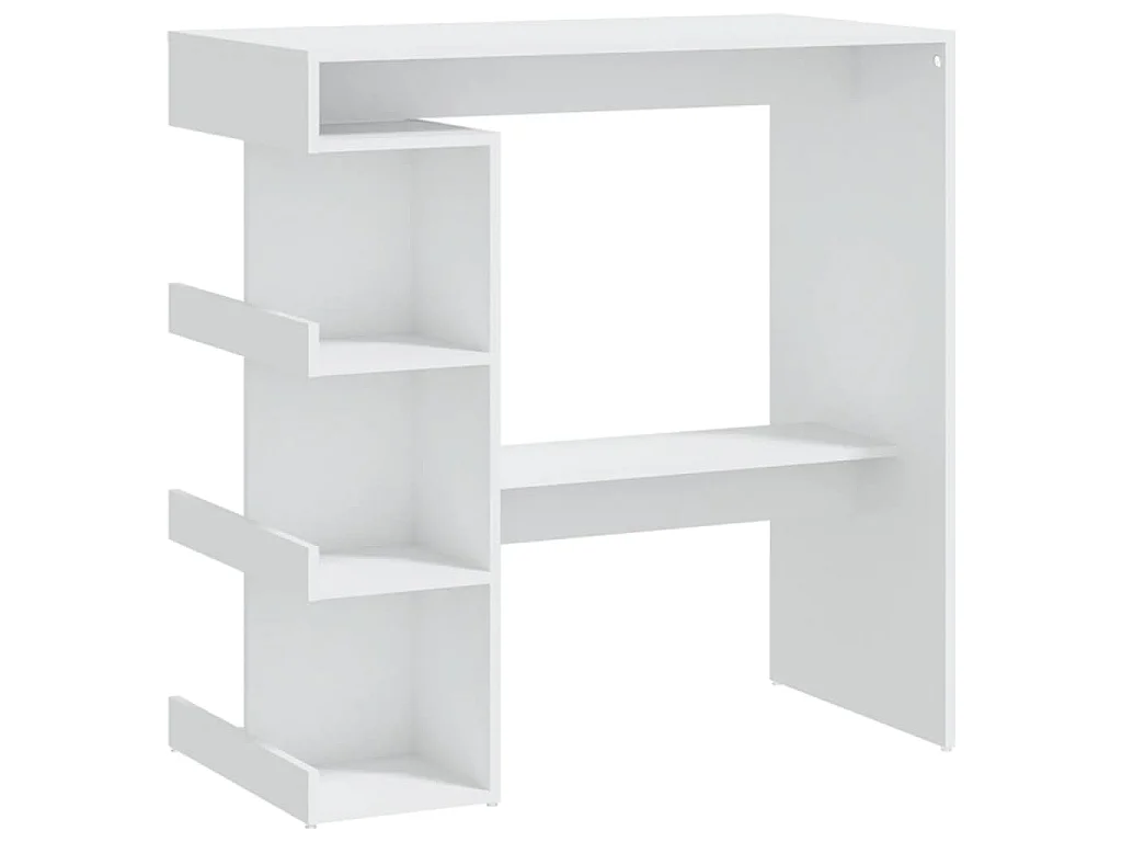 Table de bar avec étagère de rangement Blanc Bois d'ingénierie