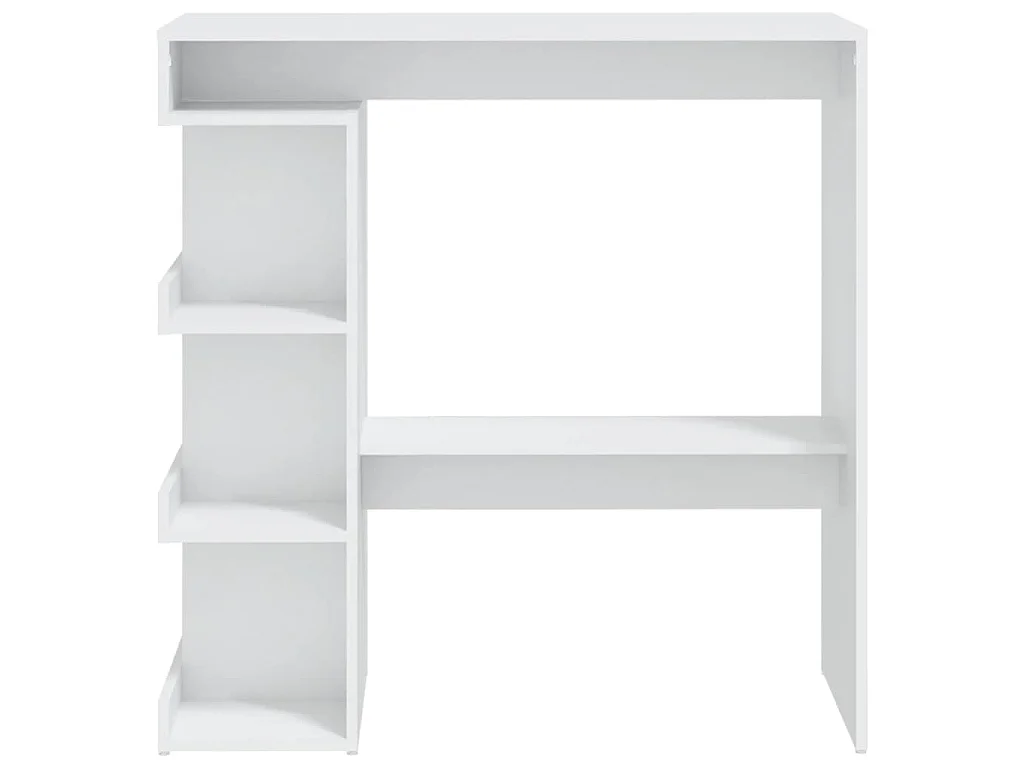 Table de bar avec étagère de rangement Blanc Bois d'ingénierie