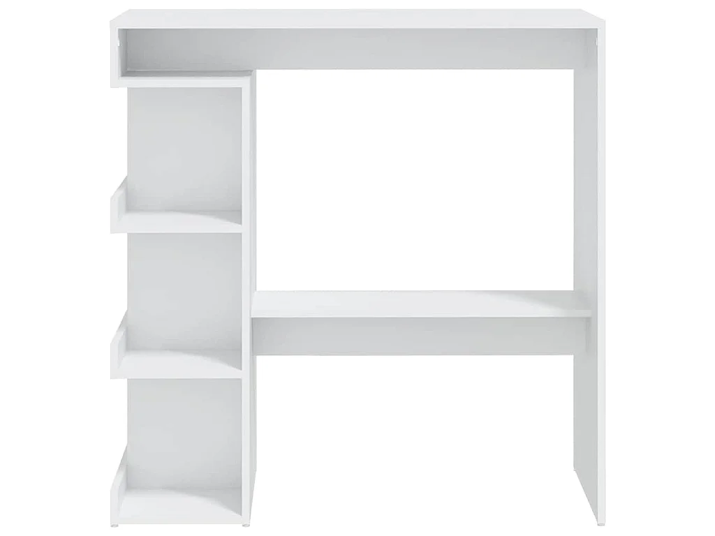 Table de bar avec étagère de rangement Blanc Bois d'ingénierie