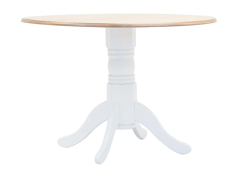 Mesa de jantar 106 cm seringueira maciça branco e castanho