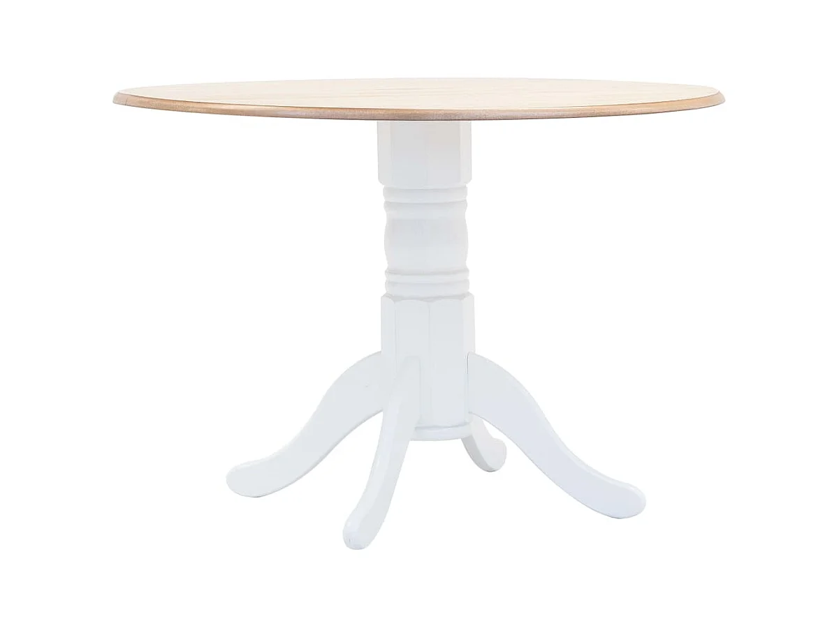 Tavolo da Pranzo Bianco e Marrone 106cm Legno Massello di Hevea