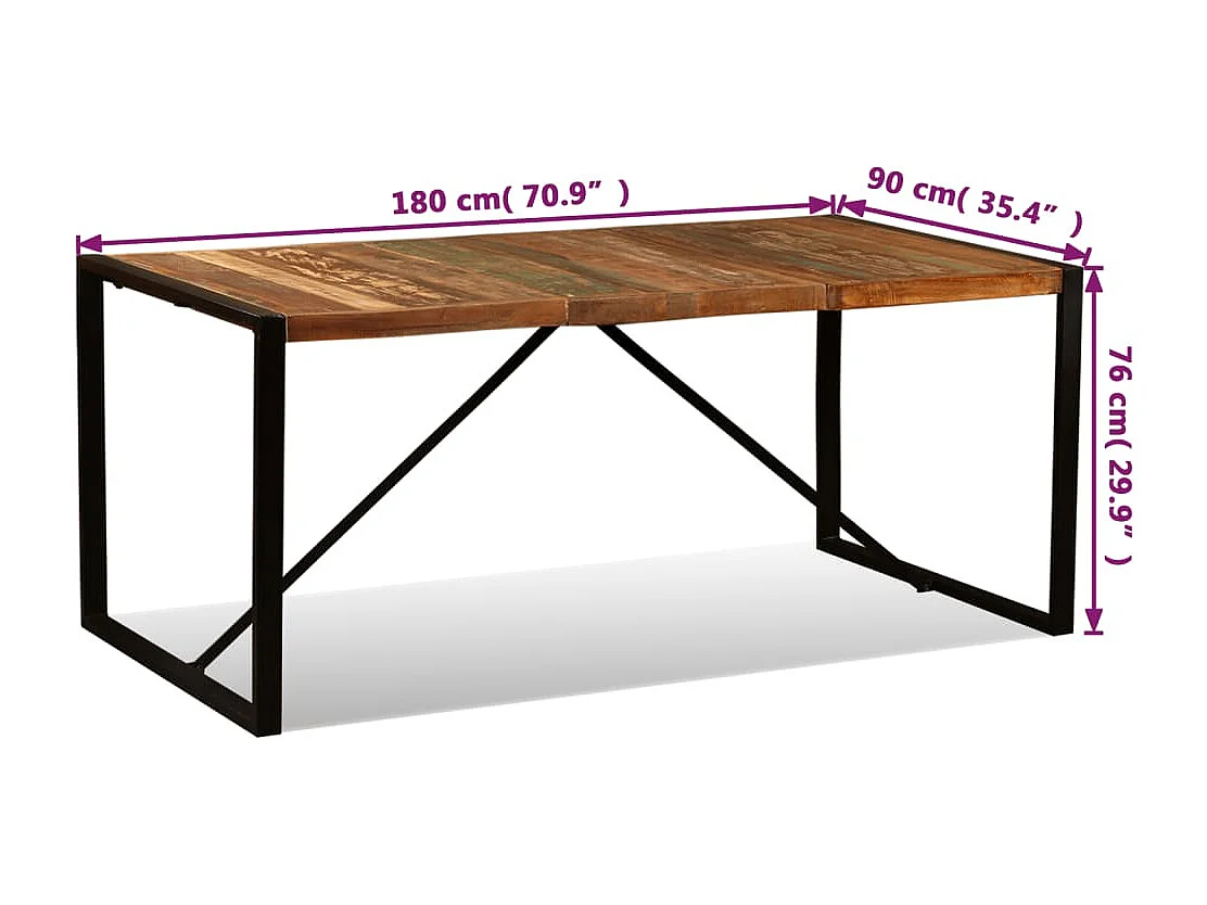 Eettafel 180 cm massief gerecycled hout