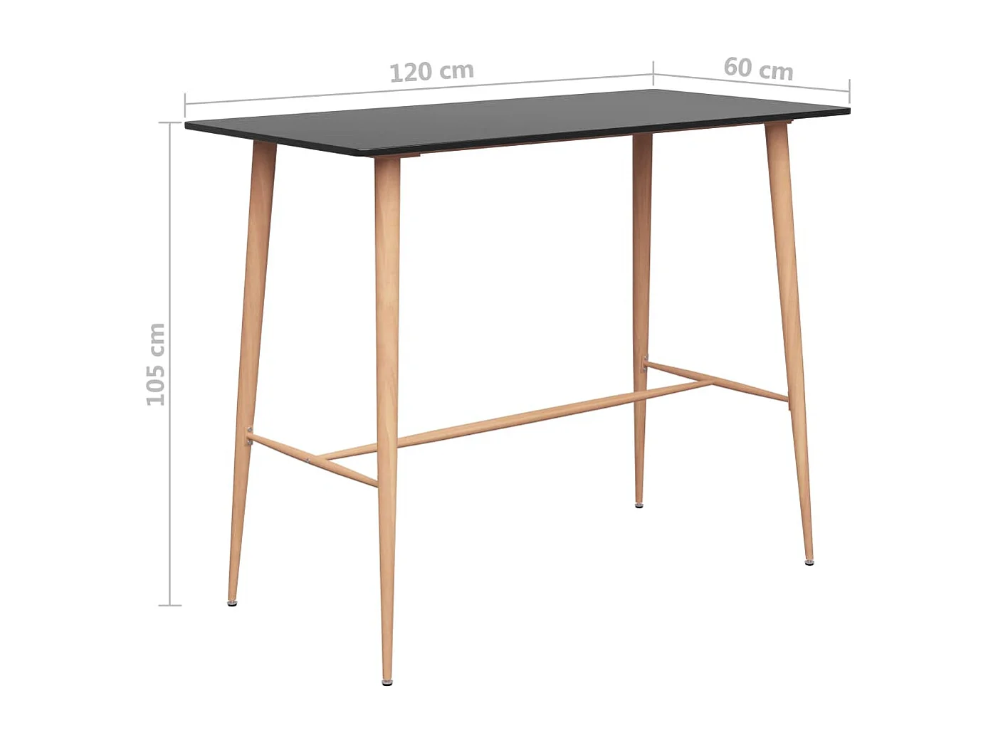 Table de bar Noir 120x60x105 cm