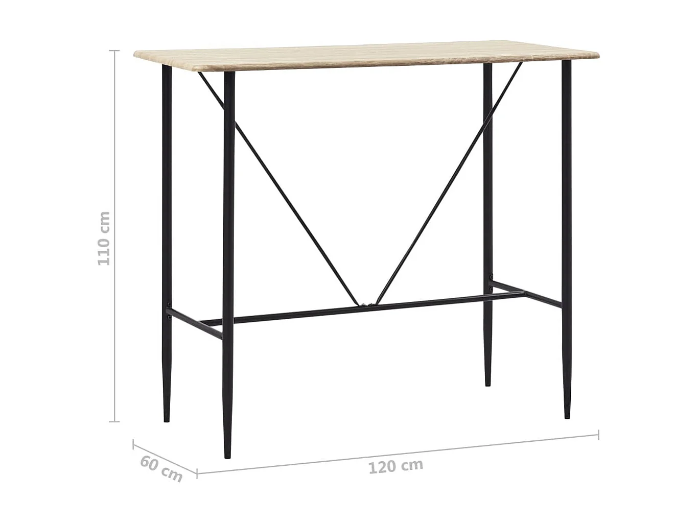 Table de bar Chêne 120 x 60 x 110 cm MDF