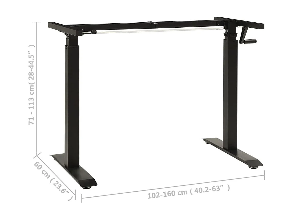 Estrutura mesa ajustável em altura com manivela preto
