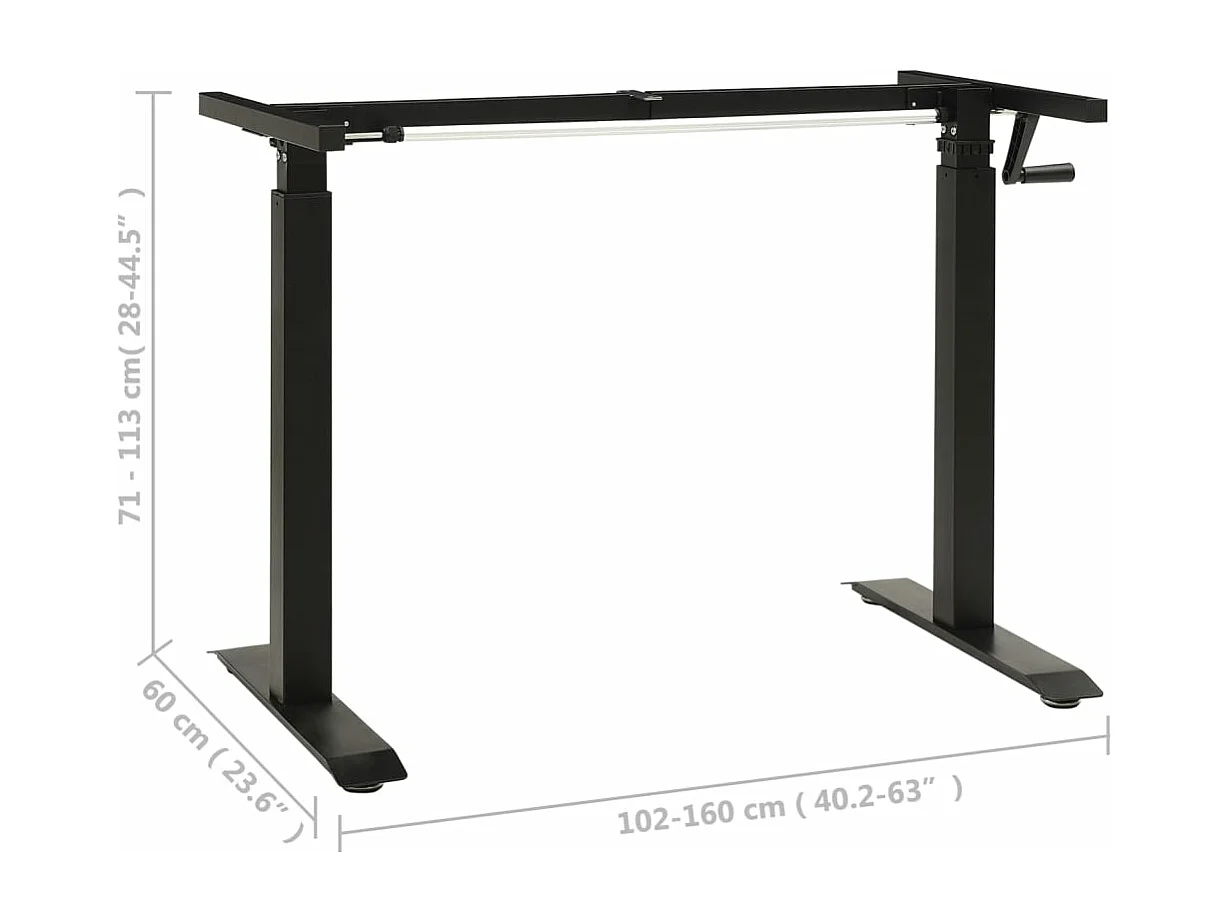 Estrutura mesa ajustável em altura com manivela preto