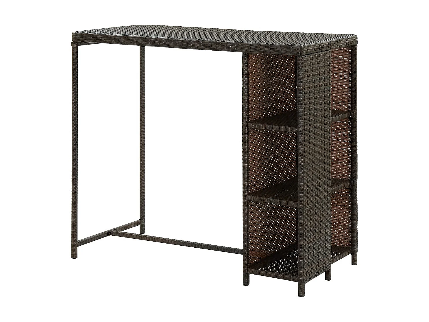 Bartafel met opbergrek 120x60x110 cm poly rattan bruin
