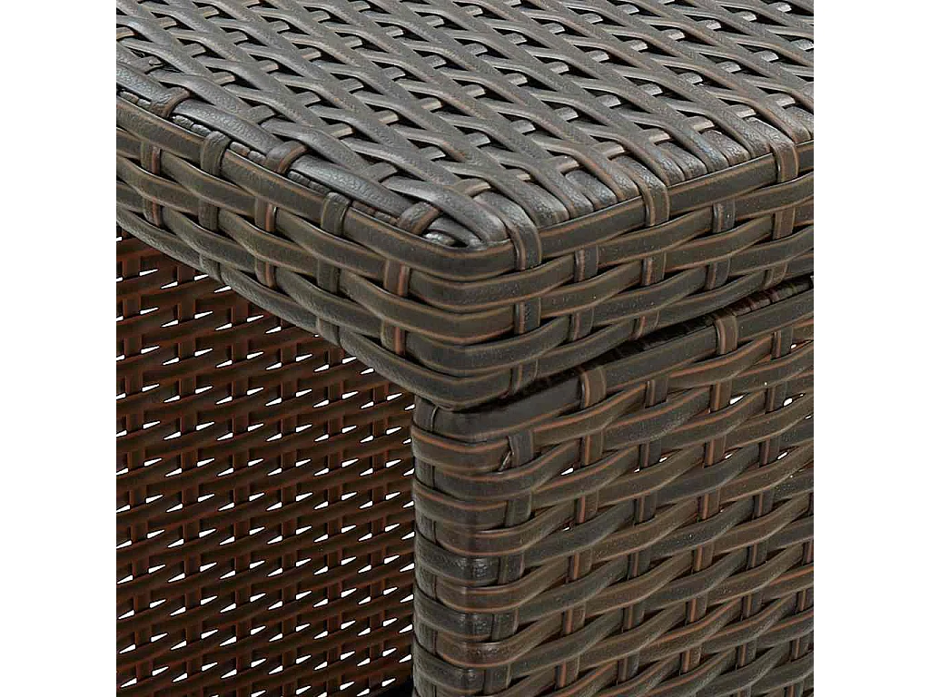 Mesa de bar com prateleiras 120x60x110 cm vime PE castanho