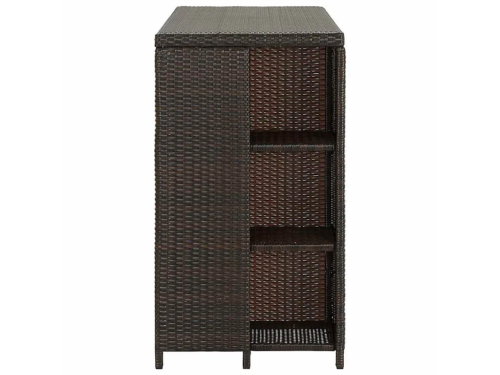 Tavolo da Bar con Ripiani Marrone 120x60x110 cm in Polyrattan