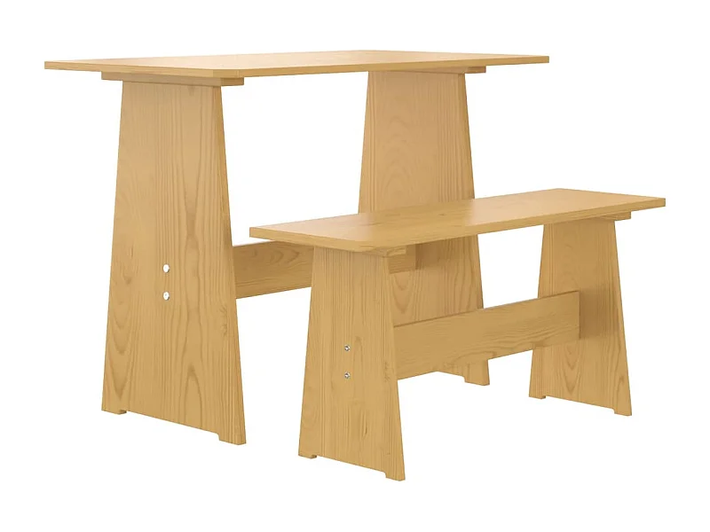 Table à manger avec banc REINE marron miel bois de pin solide