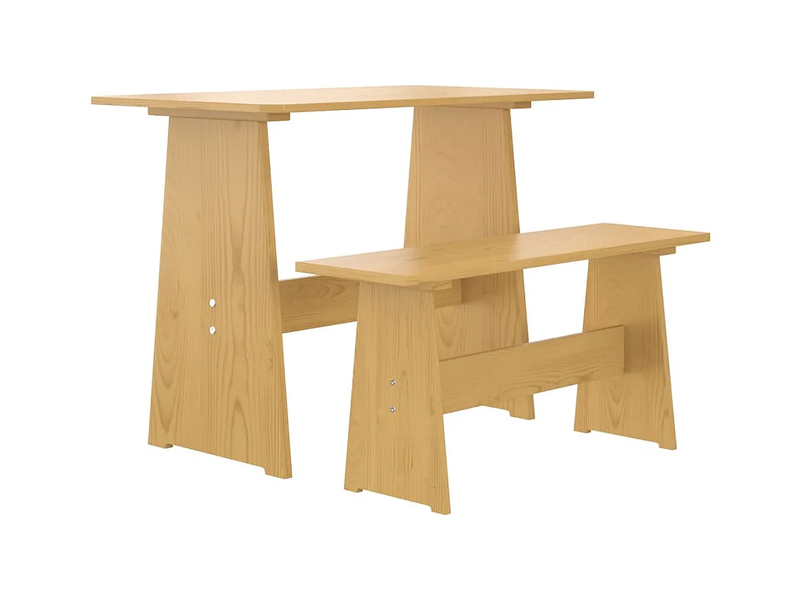 Table à manger avec banc REINE marron miel bois de pin solide