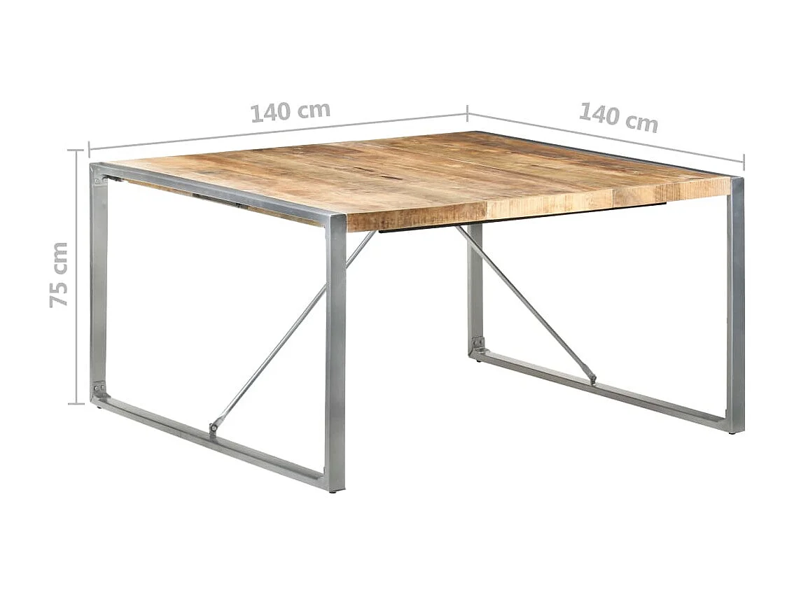 Tavolo da Pranzo 140x140x75 cm in Legno di Mango Grezzo