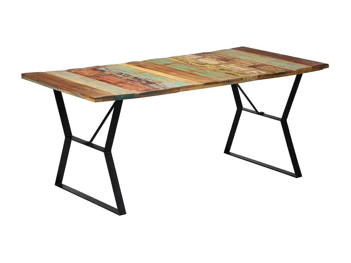 Mesa de jantar 180x90x76 cm madeira recuperada maciça