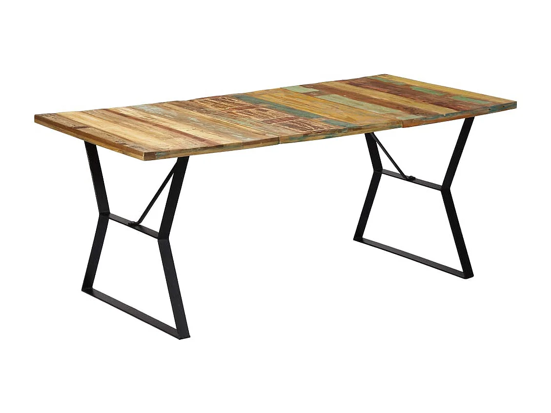 Mesa de jantar 180x90x76 cm madeira recuperada maciça