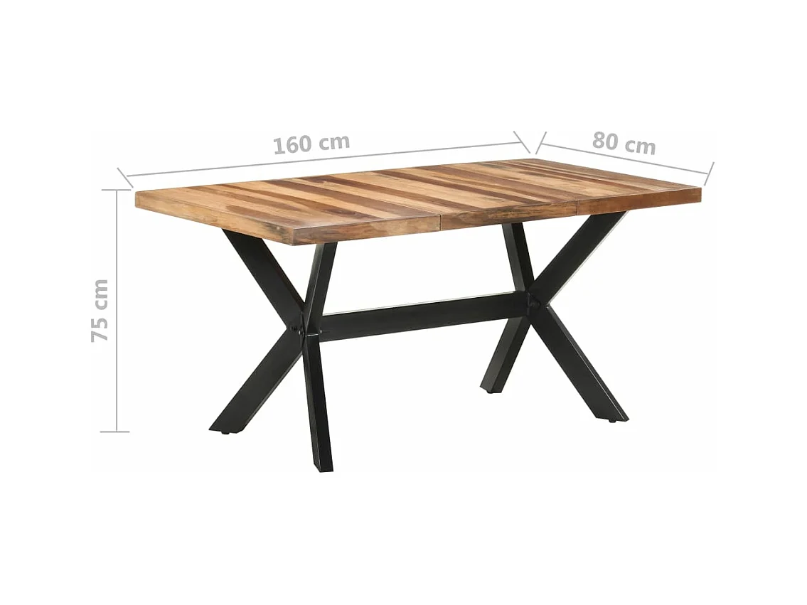 Eettafel 160x80x75 cm massief hout met honingkleurige afwerking