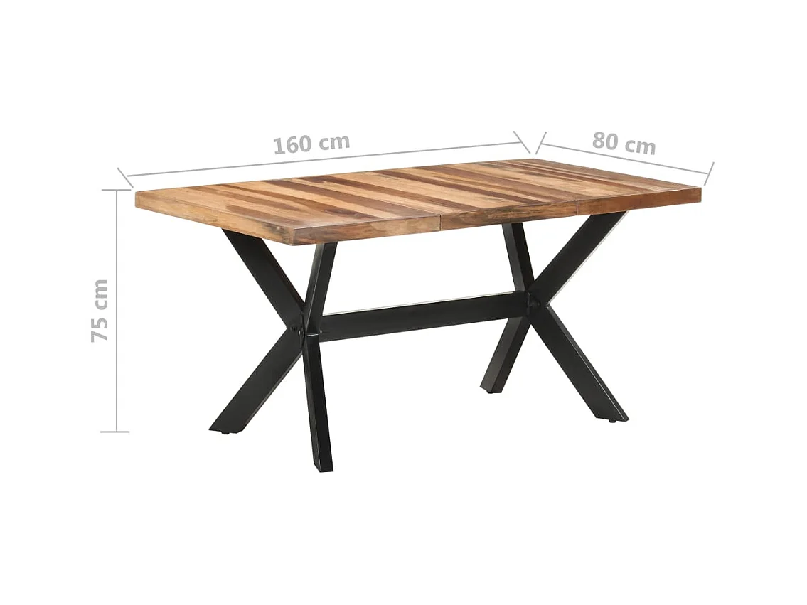 Eettafel 160x80x75 cm massief hout met honingkleurige afwerking
