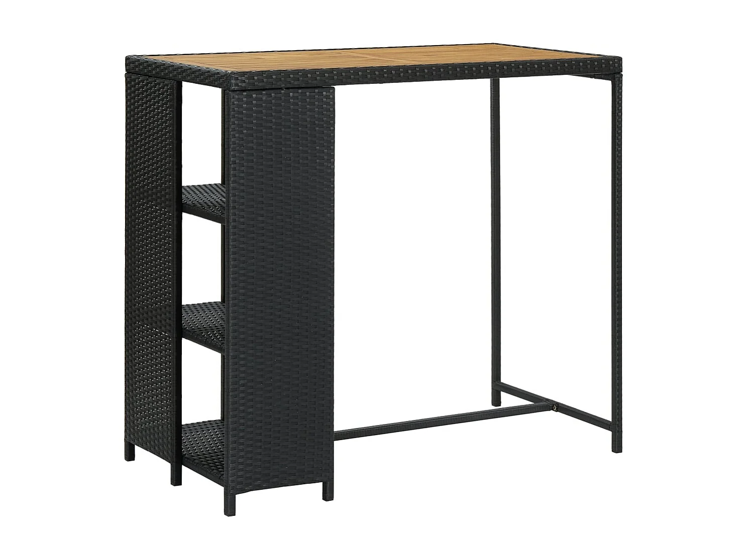 Table de bar avec rangement Noir 120x60x110 cm Résine tressée