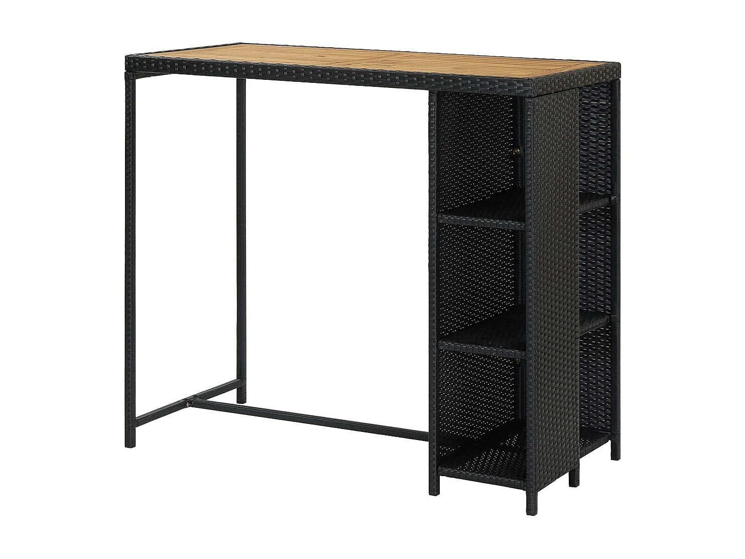 Table de bar avec rangement Noir 120x60x110 cm Résine tressée