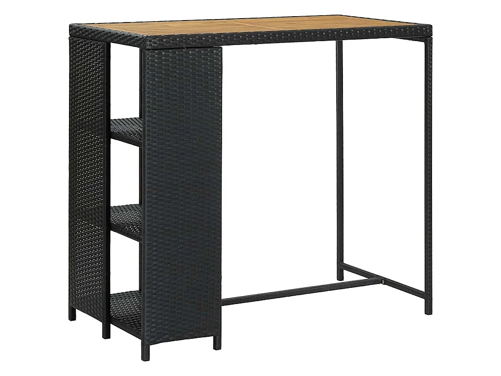 Table de bar avec rangement Noir 120x60x110 cm Résine tressée