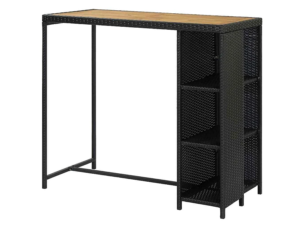 Table de bar avec rangement Noir 120x60x110 cm Résine tressée