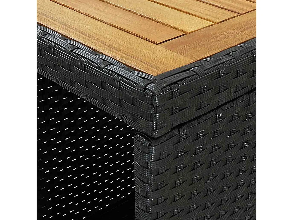 Table de bar avec rangement Noir 120x60x110 cm Résine tressée